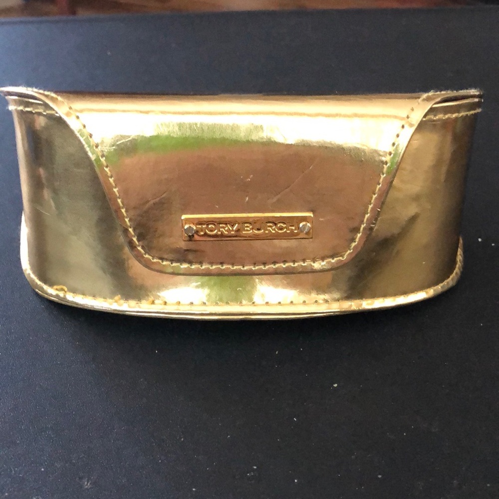 Tory Burch gold metallic eyeglass case